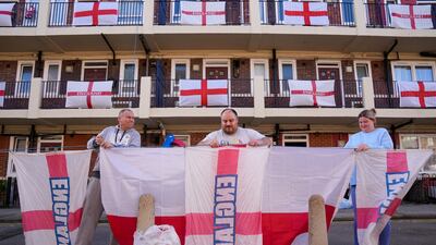 England fans prepare for the World Cup at the Kirby estate in Bermondsey, south-west London. Reuters