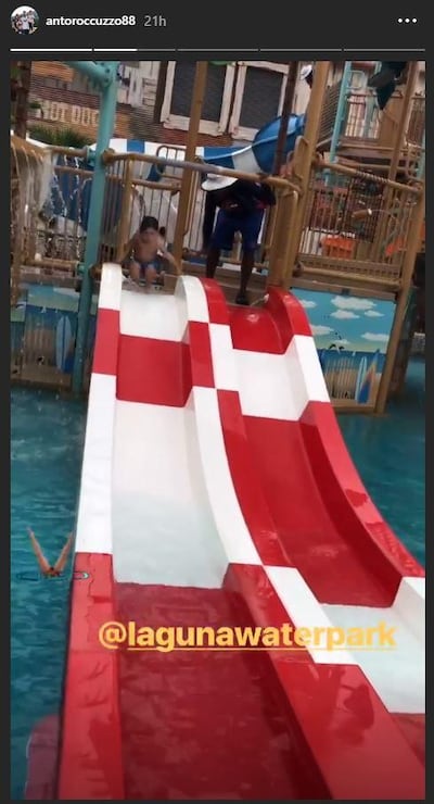 Antonella Roccuzzo's Instagram story showed a cip of their son enjoying Laguna waterpark.