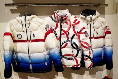 The USA Winter Olympic Ralph Lauren Polo attire items are on display at the flagship store in New York. Reuters
