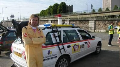After his car broke down, Tim had to get onboard with the Ghostbusters team, including Giles Kemp.