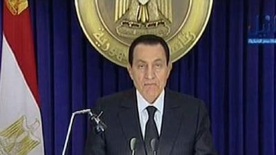 President Hosni Mubarak addresses the nation on television in Cairo last night as he lays the blame for Egypt's problems on the government and says he will be appointing a new one.