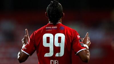Ciel of Al Ahli gestures during his side's win over Al Dhafra on Sunday in the Arabian Gulf League. Warren Little / Getty Images