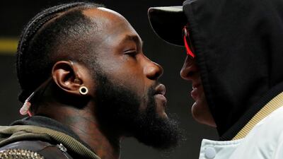 Deontay Wilder and Tyson Fury go head to head during the press conference at the Grand Garden Arena at MGM Grand, Las Vegas, United States. . Reuters