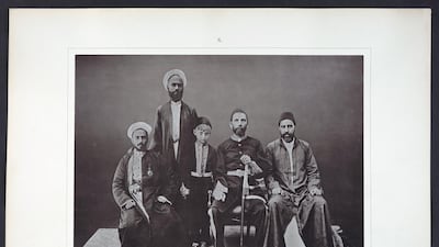 Indian merchant and Turkish officials in Makkah, Saudi Arabia, circa 1884-1888. Copyright Hisham Khatib