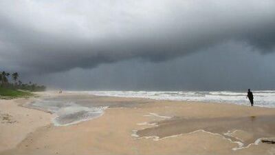 Dark monsoon clouds hang low over the sea beside the Beach House in south Goa. Effie-Michelle Metallidis for The National