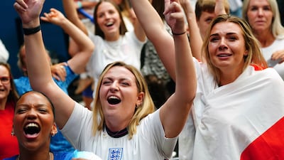 England fans sing during a screening in London of the Fifa Women's World Cup semi-final in London. AP