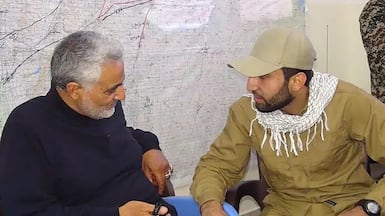 Mohammad Baqer Saad Dawood Al Saadi, right, was a disciple of Qassem Suleimani, the Quds Force commander who was killed in a US strike in 2020. Photo: US Department of Justice