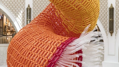 Jason Hackenwerth’s new large scale installation made out of 20,000 balloons is now inside Dubai Mall. Antonie Robertson / The National