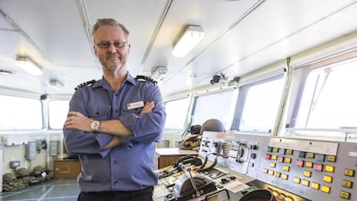 Capt Kevin Rimell is the skipper of the RFA Fort Victoria, an auxiliary oiler replenishment ship of the British navy, which is in Dubai for three weeks for maintenance. Antonie Robertson / The National