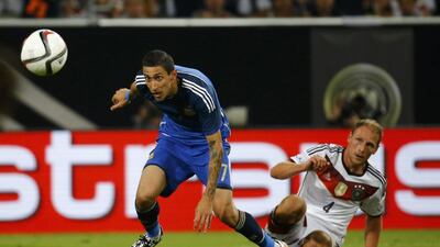 Argentina's Angel Di Maria in action against Germany on September 3, 2014. Reuters