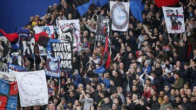 Crystal Palace fans watch the action against West Ham United at Selhurst Park. Matthew Childs / Reuters