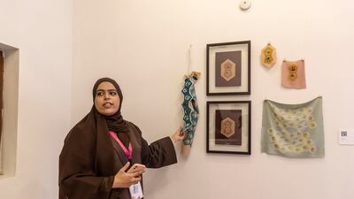 Ayesha bin Haider with her series of textile works 'Gemsa'