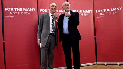 Britain's opposition Labour Party leader Jeremy Corbyn stands with Chris Williamson during an election campaign event in 2017. Reuters