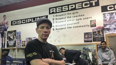 Nigel Travis at the Moss Side Fire Station boxing club in Manchester. Paul Peachey / The National
