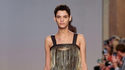 Fringing at the Ferragamo show during Milan Fashion Week