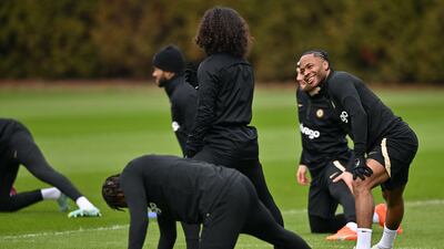 Chelsea attacker Raheem Sterling during training. AFP