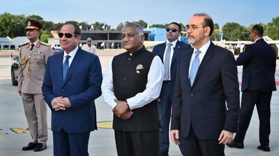 Egyptian President Abdel Fattah El Sisi arrives for the G20 summit in New Delhi, India. India's G20 Presidency