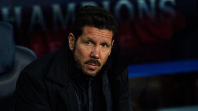 Diego Simeone head coach of Atletico Madrid looks on prior to Uefa Champions League quarter final first leg match between FC Barcelona and Atletico Madrid at Camp Nou on April 5, 2016 in Barcelona, Spain. (Photo by David Ramos/Getty Images)