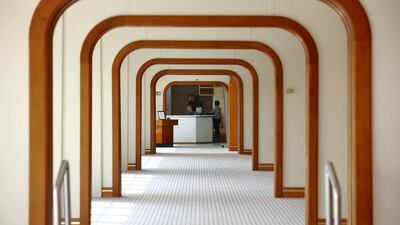 View of the corridor at the Queen Elizabeth 2 ship in Dubai. Pawan Singh / The National