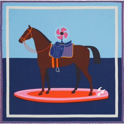 Hermes men's silk scarf by Nigerian artist Dennis Osadebe. Photo: Hermes / Studio des Fleurs