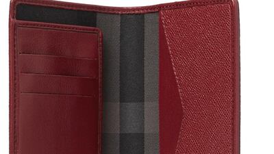 Passport cover, Dh962, Burberry. Courtesy: Burberry