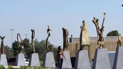 A nine-piece bronze sculpture by Guy Ferrer spelling out the word 'tolerance' was unveiled on Bainuna Street, Abu Dhabi.
