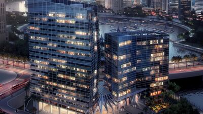 The exterior with sweeping views of Burj Khalifa. Courtesy Omniyat