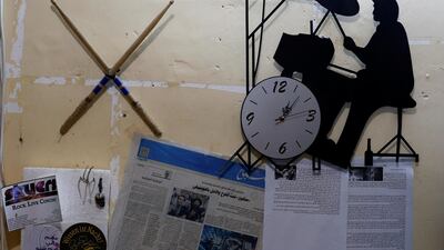 A drum wall clock is seen at the house of Ahmed Mohy, 25, a member of Skyers Iraqi band, in Baghdad, Iraq. Reuters
