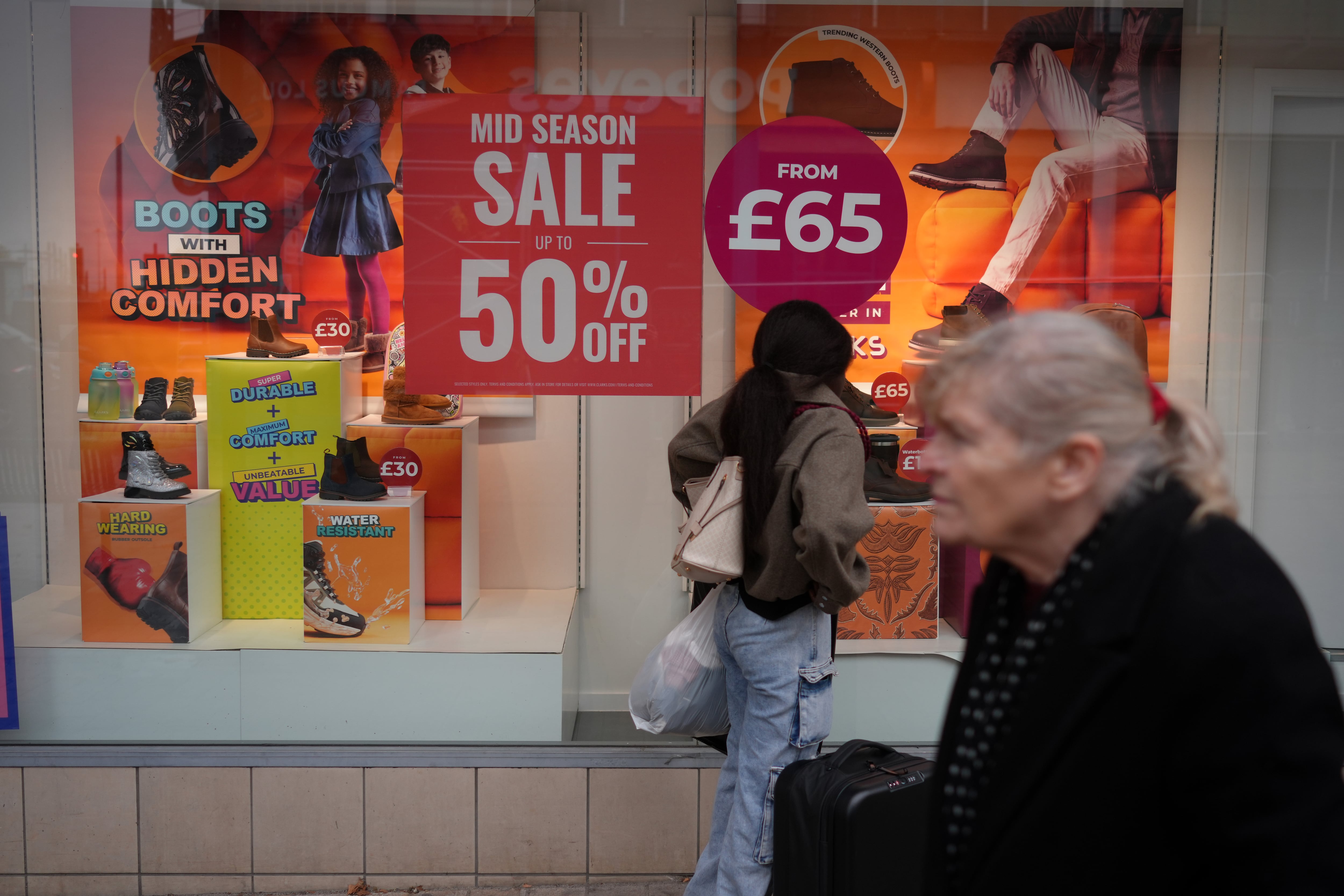 A shop in Wolverhampton advertises a mid-season sale. Getty Images