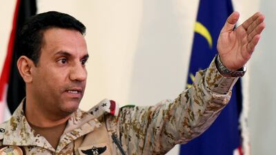 Coalition spokesman Turki Al Malki speaking in Riyadh said no operations took place in the area of Thursday's attacks. AFP Photo
