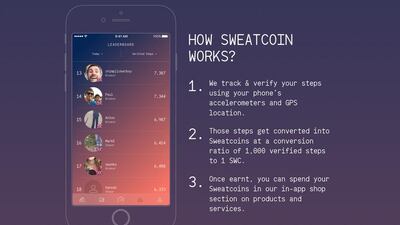 A screen grab from the Sweatcoin website. The app rewards you for exercising more.