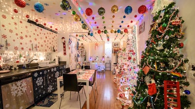 One New Yorker has 12 festive trees and 13,751 lights surrounding other themed trinkets throughout his one-bedroom apartment, which he decorates each year to spread 'joy and happiness'. AFP