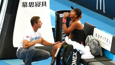 Naomi Osaka with coach Sascha Bajin in January. Osaka has now announced she is no longer working with Bajin. Reuters