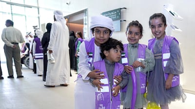Young members of the Al Hosani family attend a press conference announcing this year's Emirati Children's Day. Victor Besa/The National
