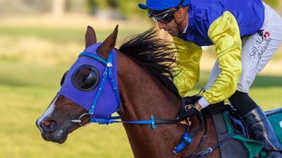 Saif Al Balushi wins the Al Ain Derby on Yas Xmnsor at Al Ain Racecourse on Saturday, February 19, 2022. Photo: DHRIC