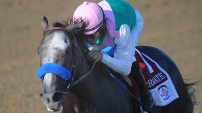 Arrogate with Jockey Mike Smith up, wins the Travers Stakes horse race at the Saratoga Race Course in Saratoga Springs, N.Y., on Saturday, Aug. 27, 2016. Steve Jacobs / AP