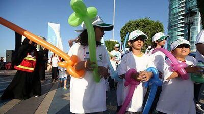 The Abu Dhabi Farmers' Services Centre organised a March for Water on the Corniche to raise awareness of the UAE’s water scarcity. Sammy Dallal/The National