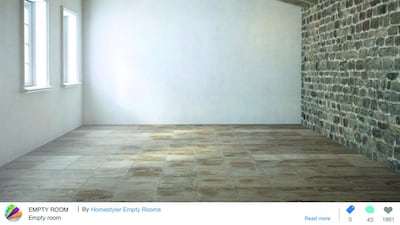 The app enables you to upload a picture of a room and work in colours, flooring, lights and furniture, with several options in each category. Courtesy Homestyler