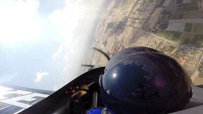 The National’s reporter Vesela Todorova gets a sneak preview of some of the manoeuvres that pilots of the Red Bull Air Race World Tour will be performing at the Corniche. Courtesy Red Bull