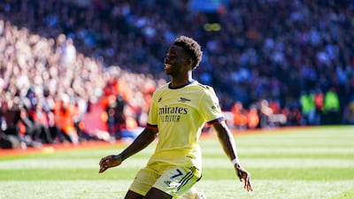 Arsenal's Bukayo Saka celebrates. PA