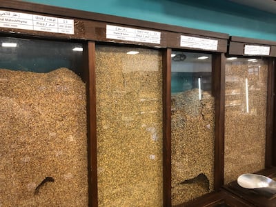 Zaatar assortment from Jenin, at Matouk spice store in Amman. Khaled Yacoub Oweis / The National