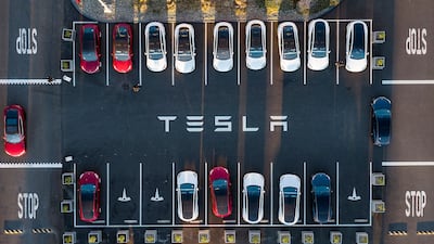 Cars parked at the Tesla Fremont Factory in Fremont, California. US car buyers now benefit from a federal tax credit of up to $4,000 to buy a used electric vehicle. AFP