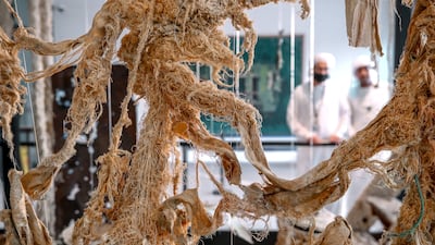 The work by Ayesha Hadhir Al Mheiri is made from recycled waste found in the ocean. Victor Besa / The National