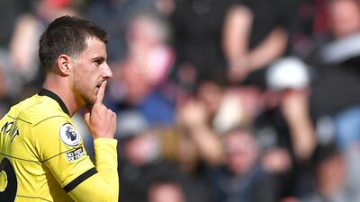 Mason Mount celebrates after scoring the second goal. EPA
