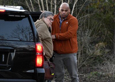 Attorney General William Barr arrives at his home on Saturday evening, March 23, 2019. AP Photo