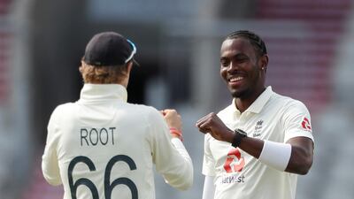 England fast bowler Jofra Archer celebrates taking the wicket of Pakistan's Mohammad Abbas. Reuters