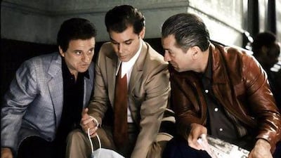Joe Pesci, Ray Liotta and Robert DeNiro in a scene from Goodfellas. Courtesy Warner Bros