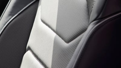 The Touareg's R-line monogrammed leather seating