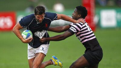 Ian Overton, left, shown with Jebel Ali Dragons at the 2013 Dubai Sevens. Jake Badger / The National / November 28, 2013