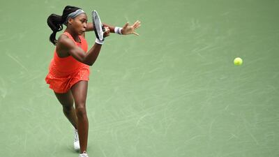 Cori Gauff of the United States reaches for a forehand against Anastasija Sevastova of Latvia. Danielle Parhizkaran-USA TODAY Sports